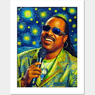 Stevie Wonder in starry night Posters and Art